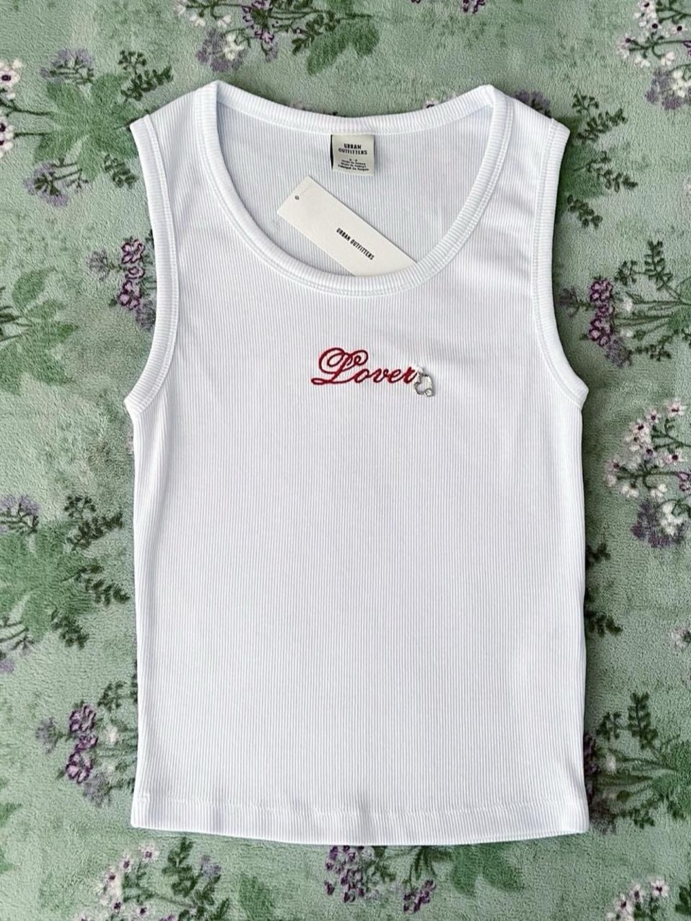Urban Outfitters Lover Girl Charmed Ribbed Knit Tank Top ❤️🥀🤍